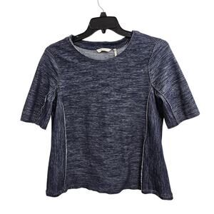 Anthropologie ZOA Blue Slub Knit Denim Raw Edge Womens Top. Size Large.
